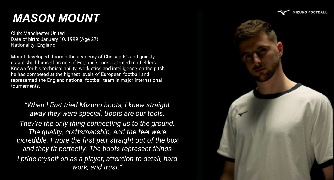 MIZUNO SIGNS BRAND AMBASSADOR DEAL WITH MANCHESTER  UNITED FC STAR MASON MOUNT